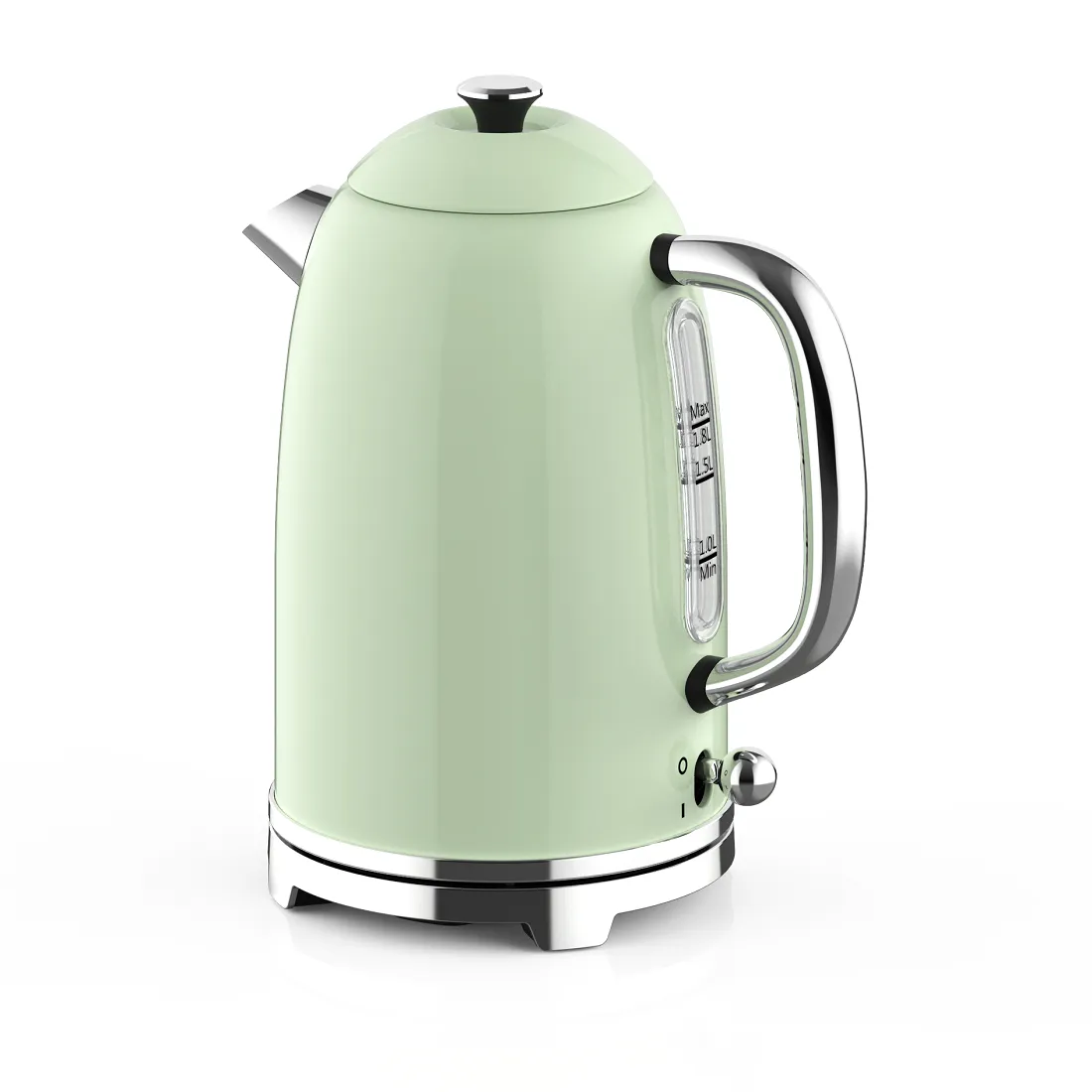 2.0L green kettle with measurement scale lines