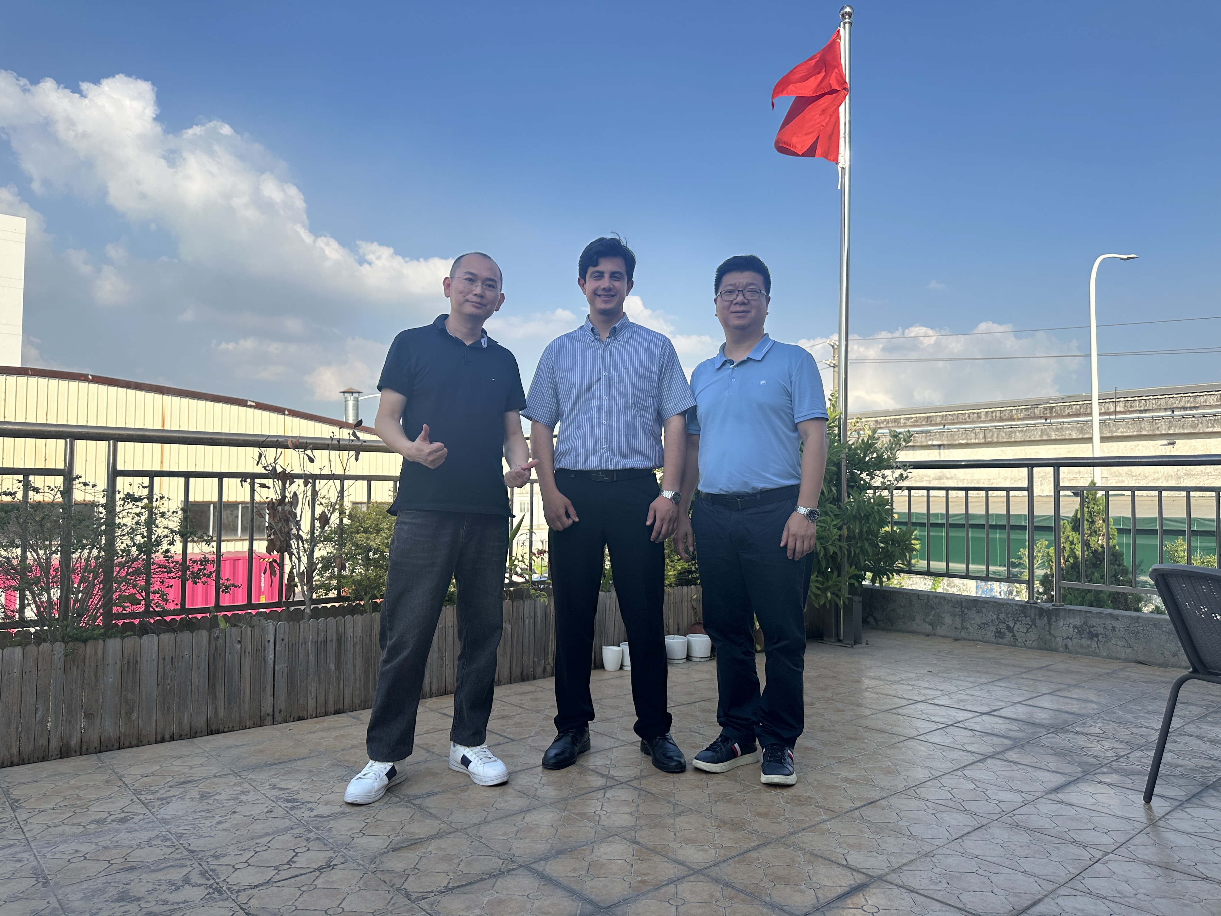 Bestone team welcoming an international customer for a follow-up visit in Jiangmen, China