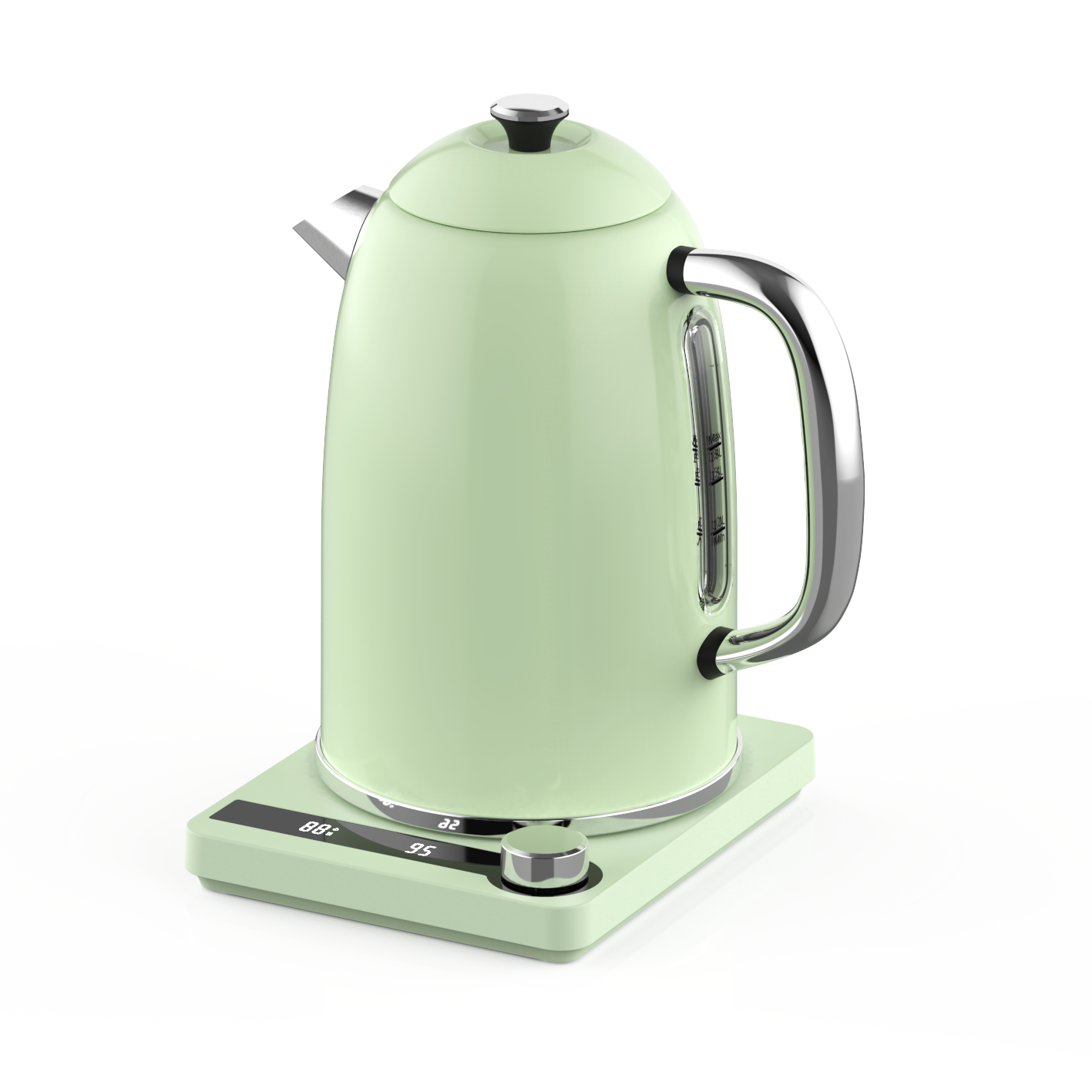 2.0L Green Electric Kettle with Scale Lines & Base