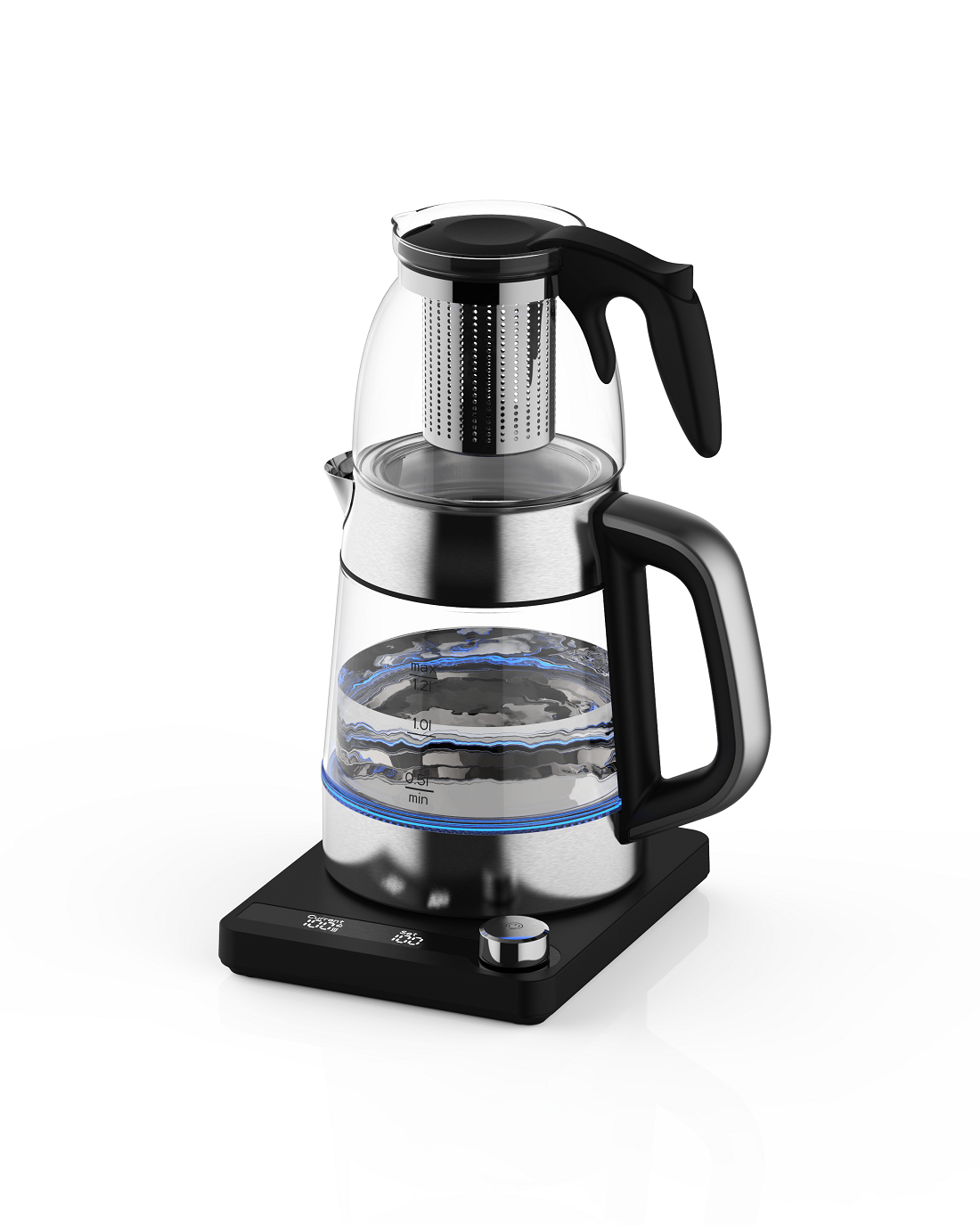 1.2L + 0.8L Turkish Tea Maker with Digital Control Base