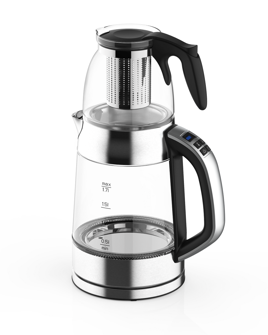 1.7L＋0.8L Turkish Tea Maker with Digital Control Handle