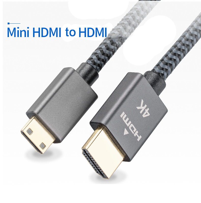Minihdmi para hdmi cabo hd versão 2.0 4K linha cinza escudo de alumínio malha minihdmi cabo de conversão macho