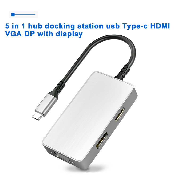 5 in 1 typec docking station hub USB extender HDMI VGA DP with display