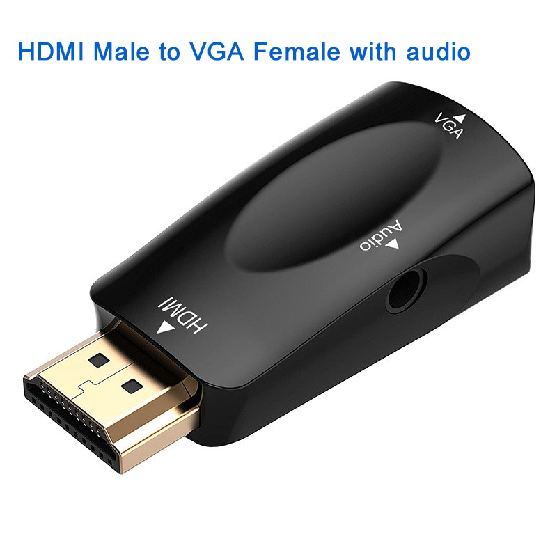 1080p Hdmi Male To Vga Female Adapter Converter Cable Audio Patch Cord For Computers Hdtv