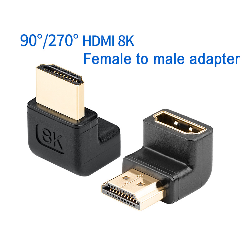 hdmi adapter 2.1 male to female elbow AM AF computer TV Ultra HD converter 8K
