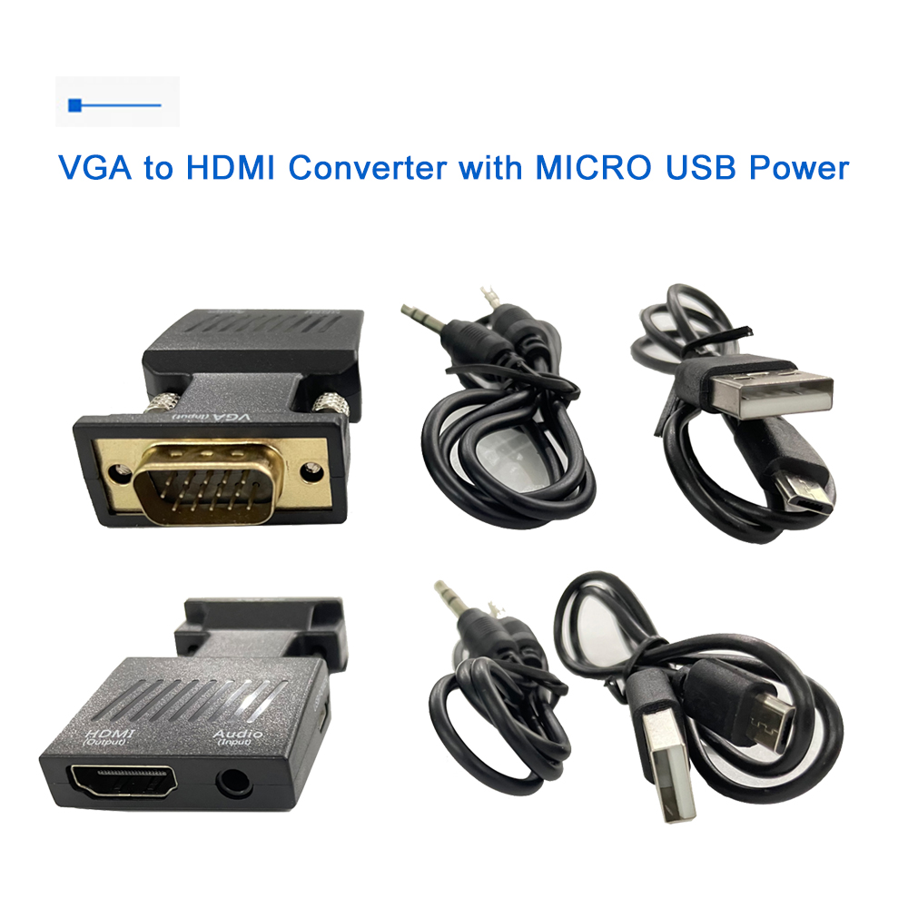 VGA to HDMI Converter with MICRO USB Power Loose cable