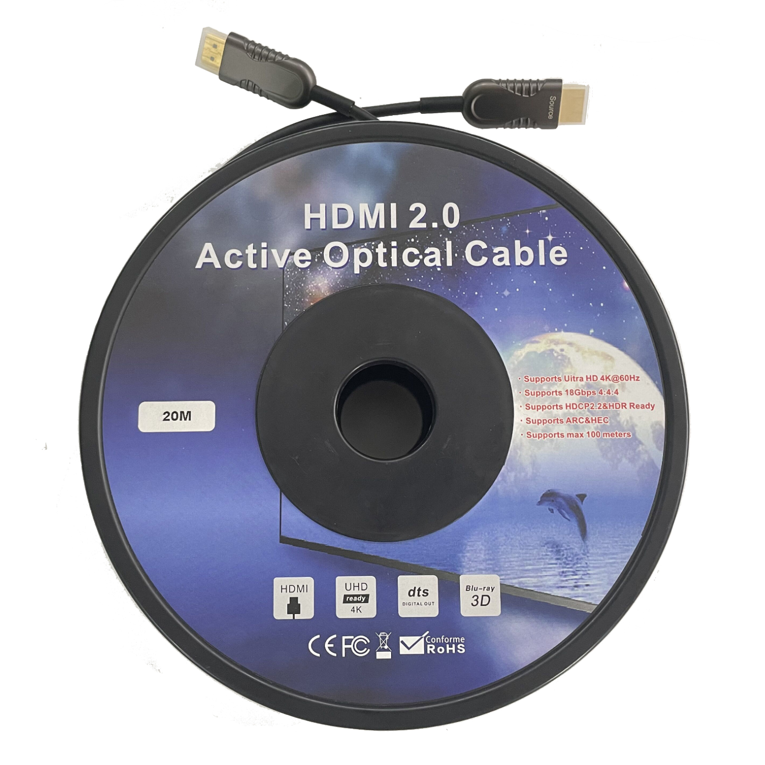 High Speed 10M 15M 20M 30M 40M 50M 100M HD 4K@60Hz HDMI 2.0 active optical cable
