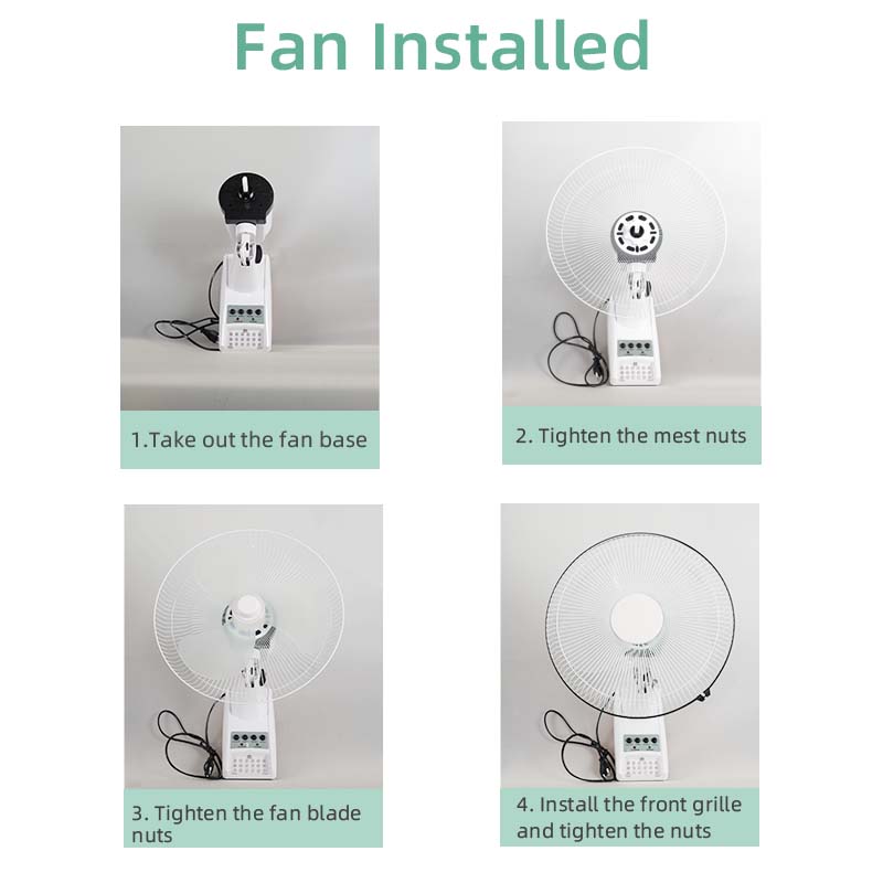 rechargeable wall fan: fan installed