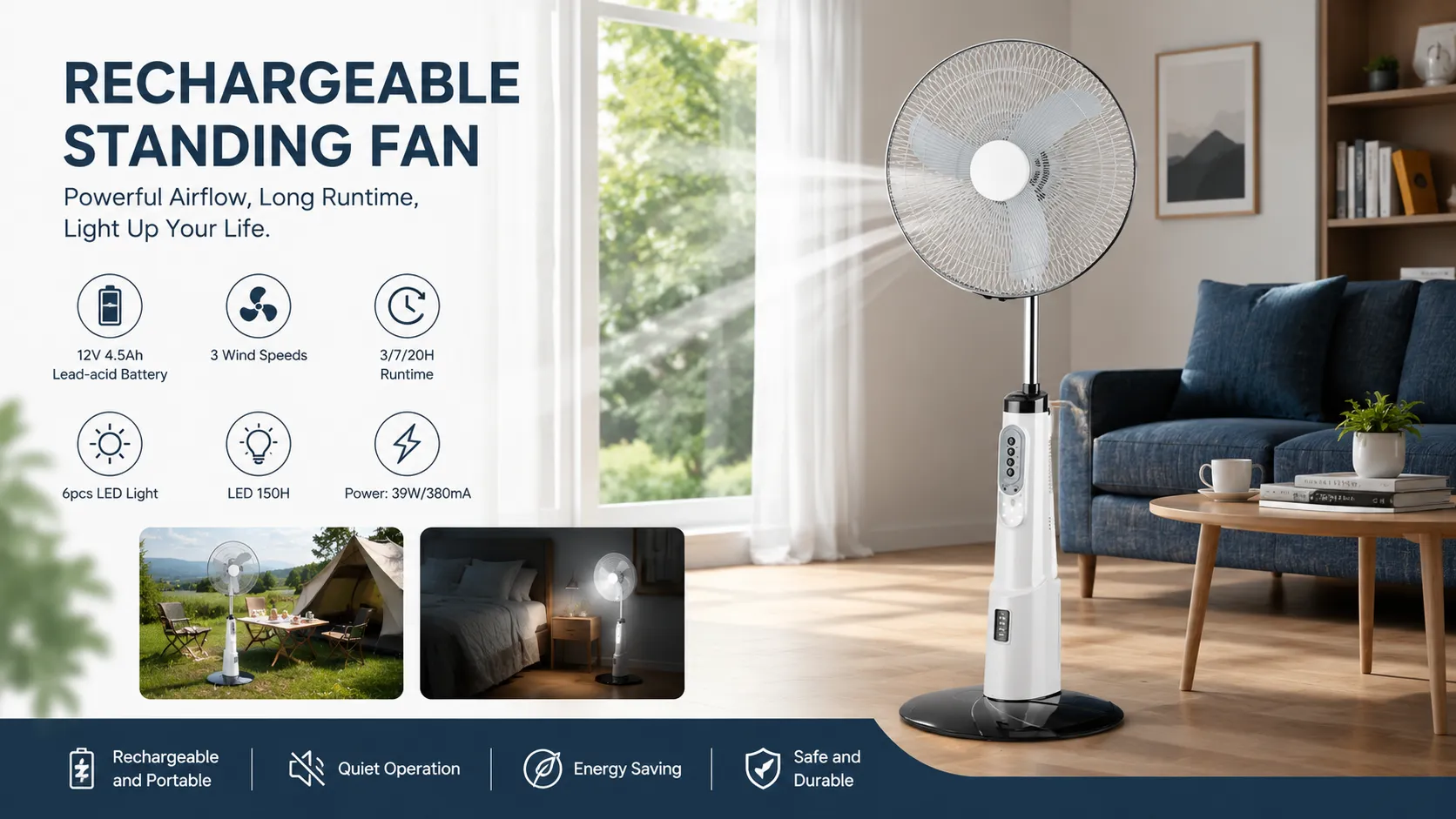 rechargeable standing fan