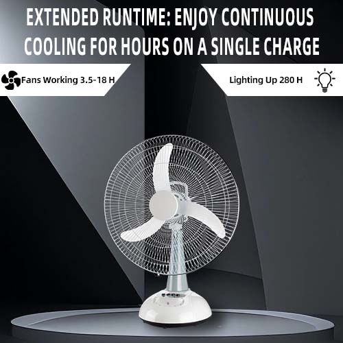rechargeable table fan: ectended runtime enjoy continuous cooling for hours on a single charge