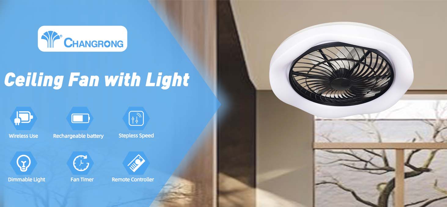 rechargeable ceiling fan with led light