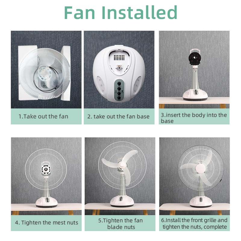 rechargeable wall fan: fan installed
