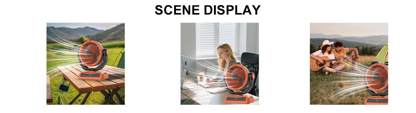 rechargeable fan camping fan scene display