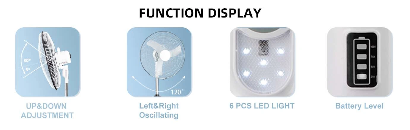 lithium battery operated rechargeable stand fan