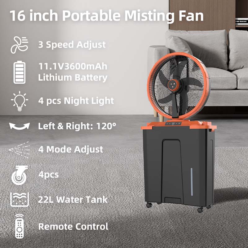 16 inch portable misting fan