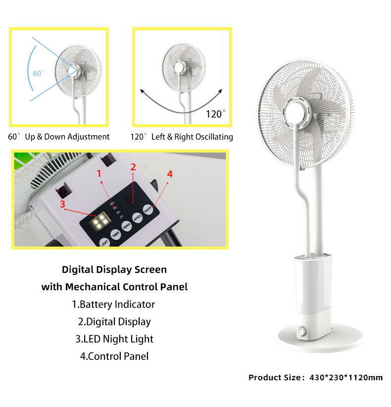 rechargeable mist fan function