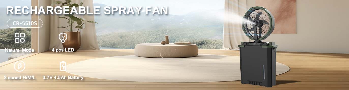 rechargeable fan with water mist spray