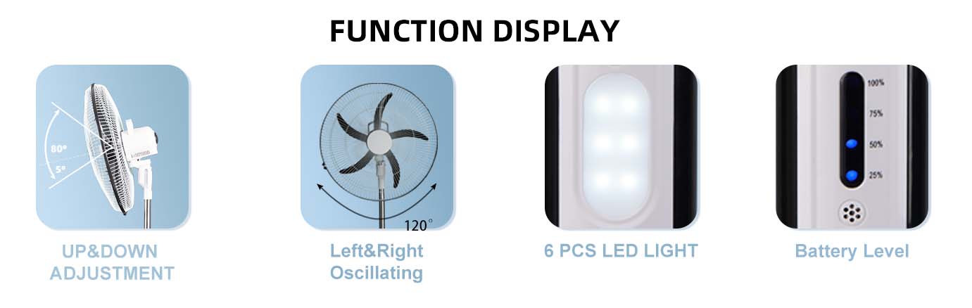 rechargeable stand fan 18 inch
