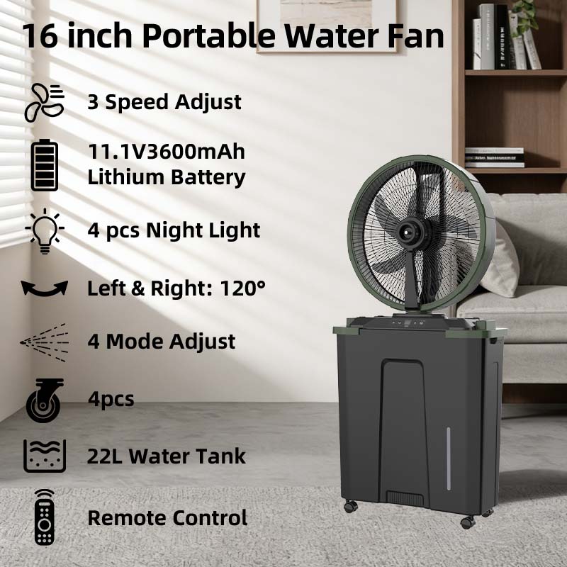 rechargeable fan with water mist spray