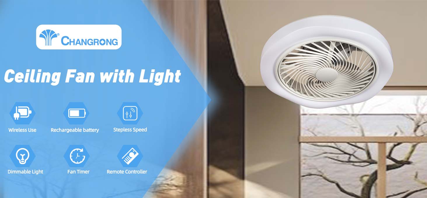 Rechargeable ceiling fan with led light