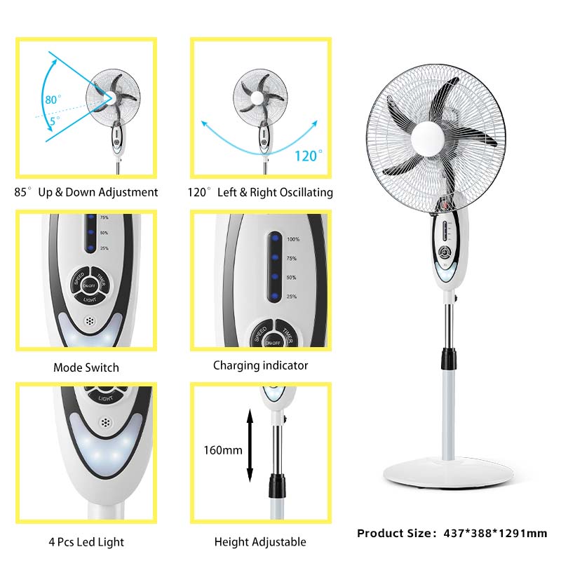 16 inch rechargeable fan function