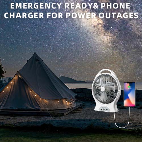 Rechargeable camping fan with usb output
