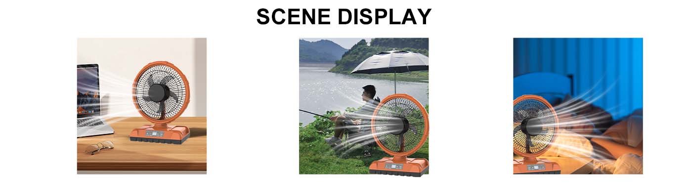 rechargeable table fan camping fan scene display