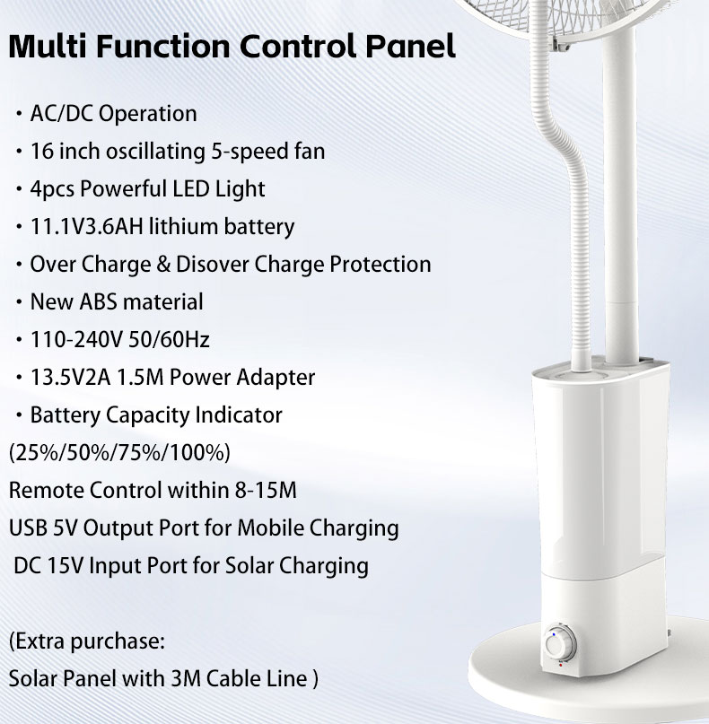 rechargeable mist fan function