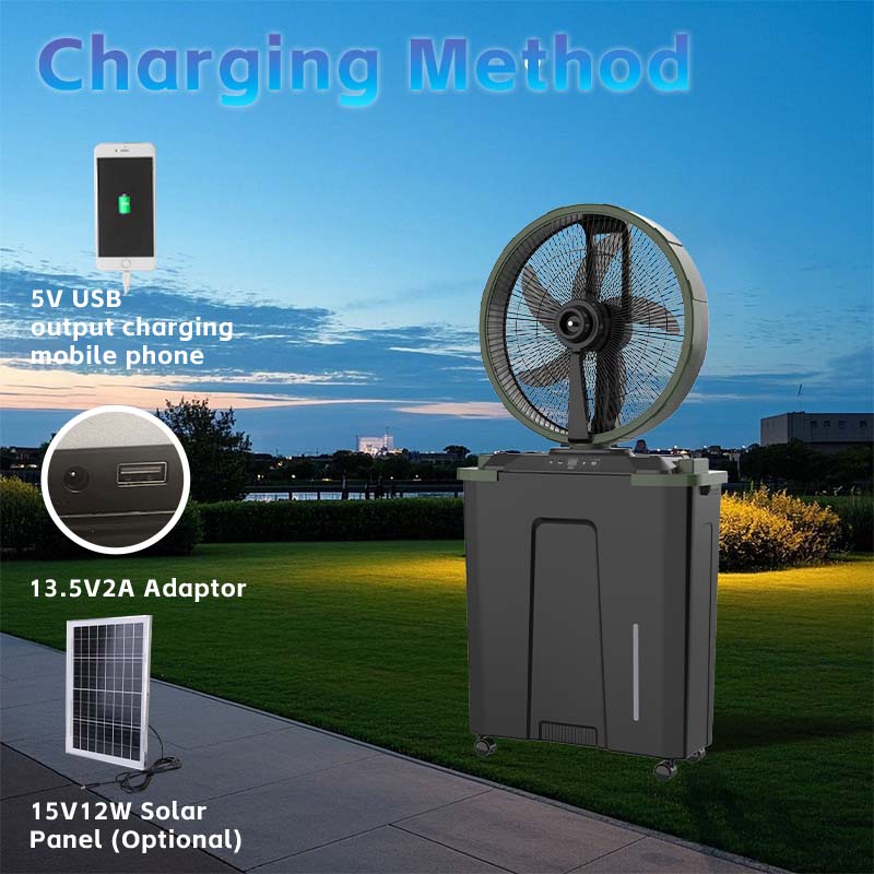 rechargeable fan with water mist spray