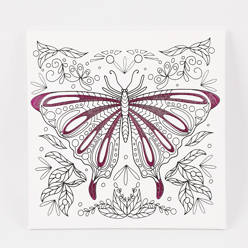 Pre Drawn Stretched Canvas for Painting, Butterfly Theme