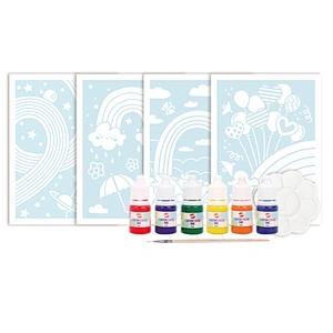 Set Tinta Cat Air Bunga, Berisi 6 Warna Cerah, 1 Kuas, 1 Palet, 4 Lembar