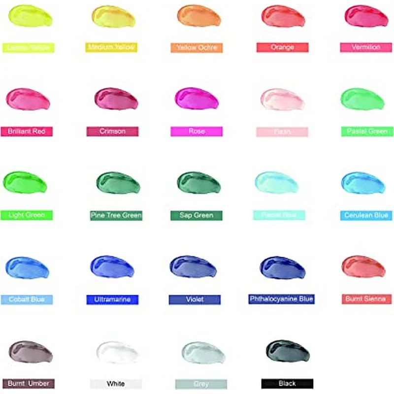 Acrylic Paint Set, 24 Vibrant Colour Non Toxic, 60ml/Tube, Rich Pigment