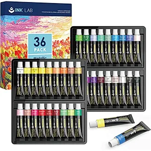 Metallic-Acrylfarben-Set, 24 Tuben, ungiftige Metallic-Acryl-Bastelfarben, reichhaltige Pigmente und kein Ausbleichen, 12 ml/Tube