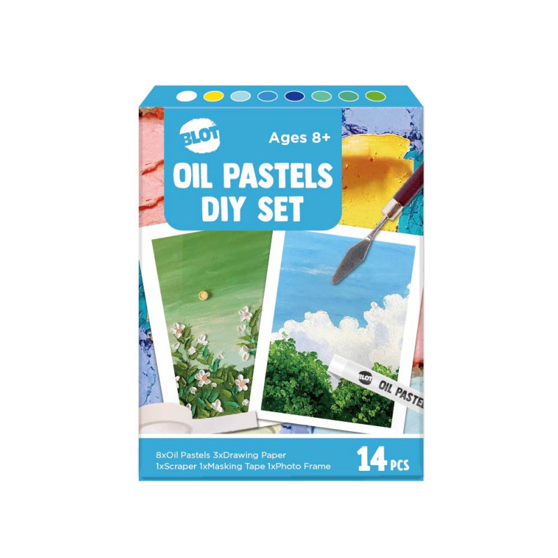 Oil Pastels Set of 14 Pieces, Soft Oil Pastels for Art Painting, Blue