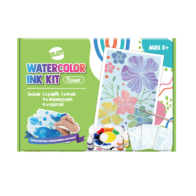 Juego de tintas de acuarela de flores, contiene 6 colores vibrantes, 1 pinceles, 1 paleta, 4 hojas