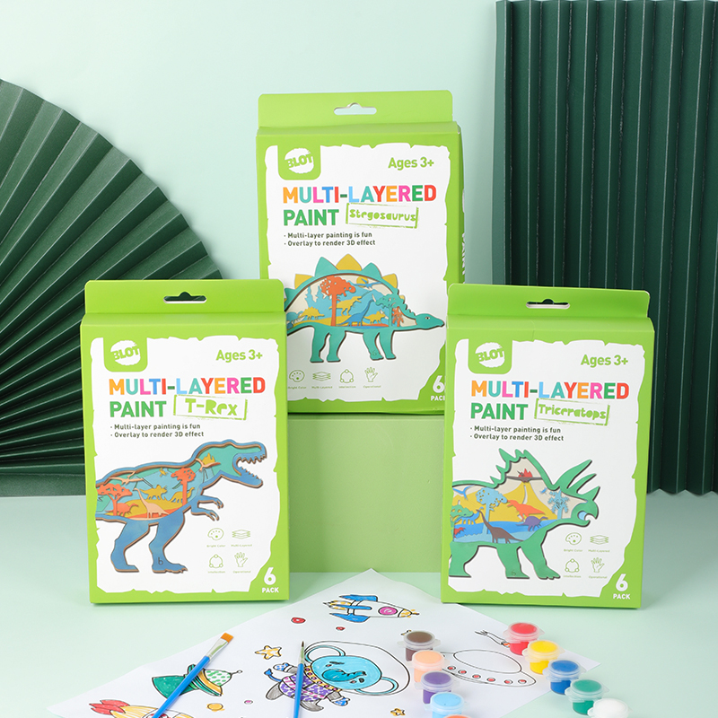 Set Lukis Multi Lapis, 6 Lapis Kayu, 12 Cat Warna, 2 Kuas, 1 GlueFlower