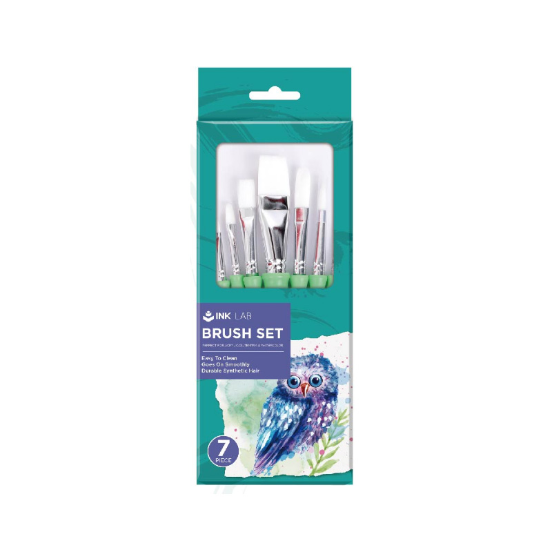 7pcs Paint Brush Set for Watercolor/Oil/Acrylic, with Soft Rubber Sheath
