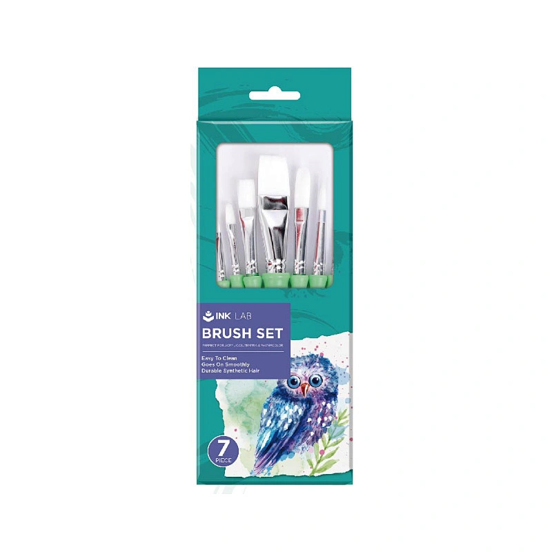 7pcs Paint Brush Set for Watercolor/Oil/Acrylic, with Soft Rubber Sheath