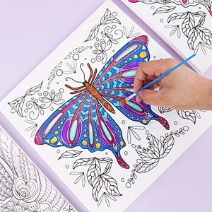 Pre Drawn Stretched Canvas for Painting, Butterfly Theme