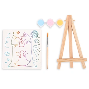 Pre-Printed Mini Canvas & Paint Art Set, 3 Paints, 1 Easel, 1 Brush