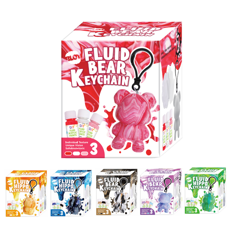 DIY-Malerei-Fluid-Bär-Set für Schlüsselbund, mehrfarbiges Mischfarben-Design