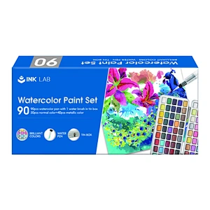 Watercolor Paint Set, 50 Vivid Colours, 40 Metallic Colours, 1 Brush, 1 Water Brush Pen, 1 Water Brush Pen, Watercolours Paint Set kit for Kids