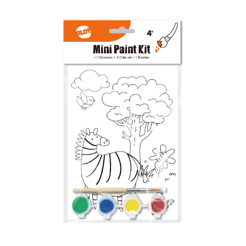 Pre Drawn Mini Stretched Canvas with Acrylic Paint, Brush