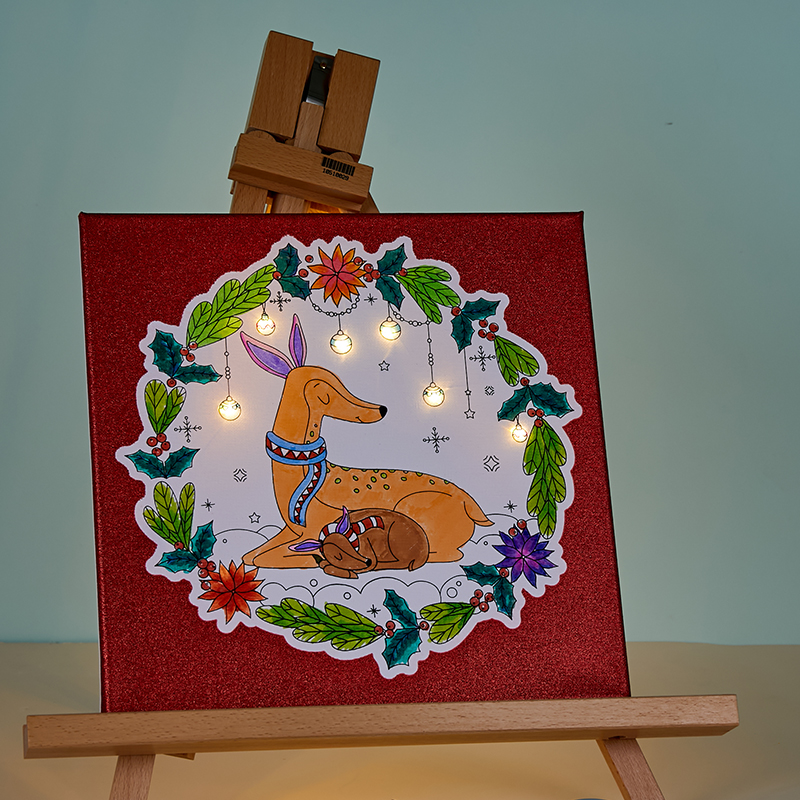 Lona estirada preimpresa con lámpara, juego de arte de pintura, Navidad