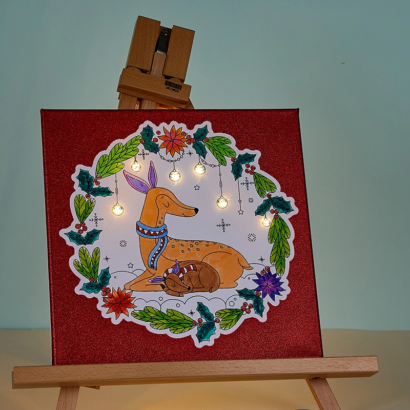 Lona estirada preimpresa con lámpara, juego de arte de pintura, Navidad