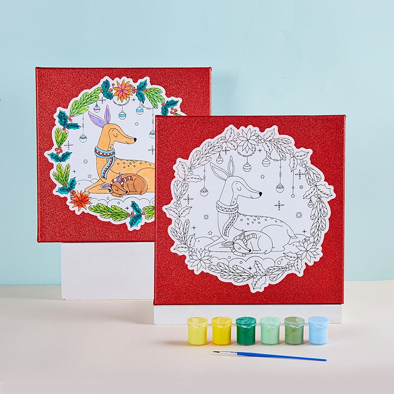 Lona estirada preimpresa con lámpara, juego de arte de pintura, Navidad