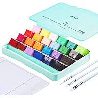 HIMI Gouache Paint Kit 24 Warna Cerah Tidak Beracun Cat Jelly Desain Cangkir dengan Kuas Cat Palet Portabel kaya Pigmen 30 Ml/Cup