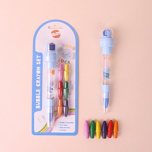 Crayons for Kids, Blow Bubble, Roller Seal, Flat Seal, Replaceable Crayon Head