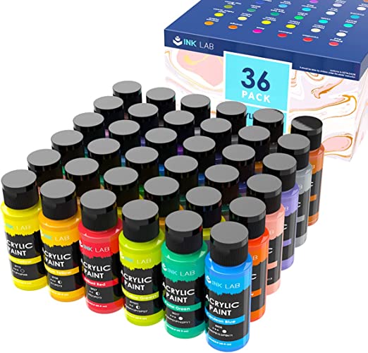 Acrylfarben-Set, 36 Farben, Acrylfarben in Tuben, ungiftig, 60 ml/Tube, reichhaltiges Pigment