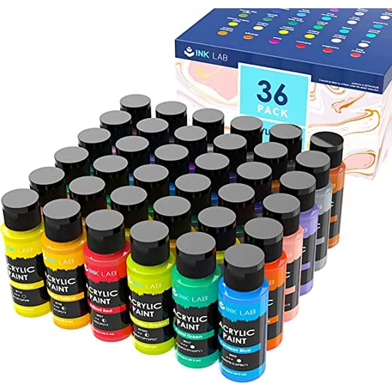 Acrylfarben-Set, 36 Farben, Acrylfarben in Tuben, ungiftig, 60 ml/Tube, reichhaltiges Pigment